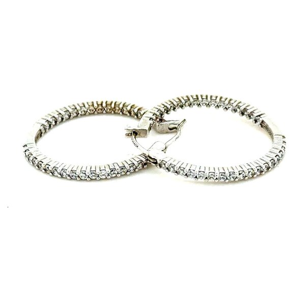 S925 Inside-Out Cz’s Hoops Earrings - Picture 1 of 9